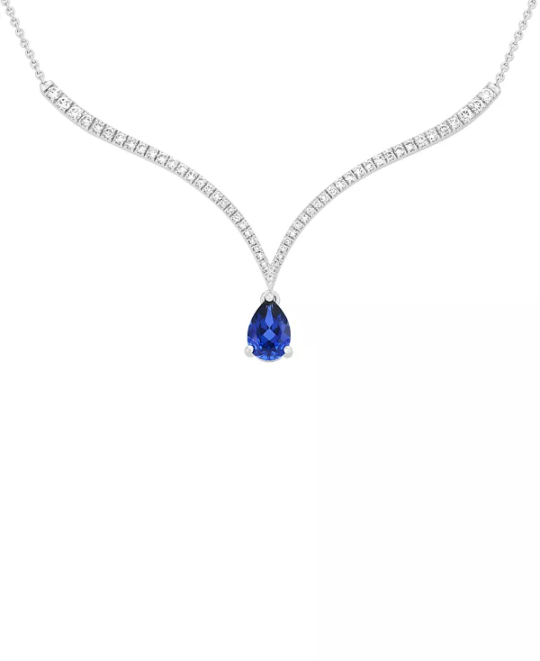 

Ожерелье с подвеской длиной 18 дюймов из 14-каратного золота (также с выращенными в лаборатории рубинами и сапфирами) с изумрудами (1-1/2 карата) и выращенными в лаборатории бриллиантами (1 карат) Grown With Love, sapphire