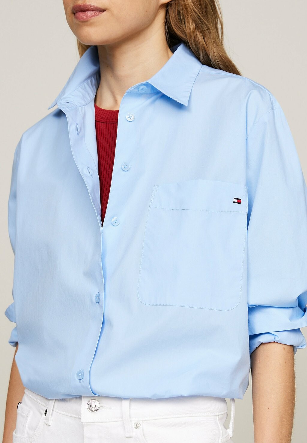 

Рубашка-блузка SOLID EASY FIT Tommy Hilfiger, светло-голубой