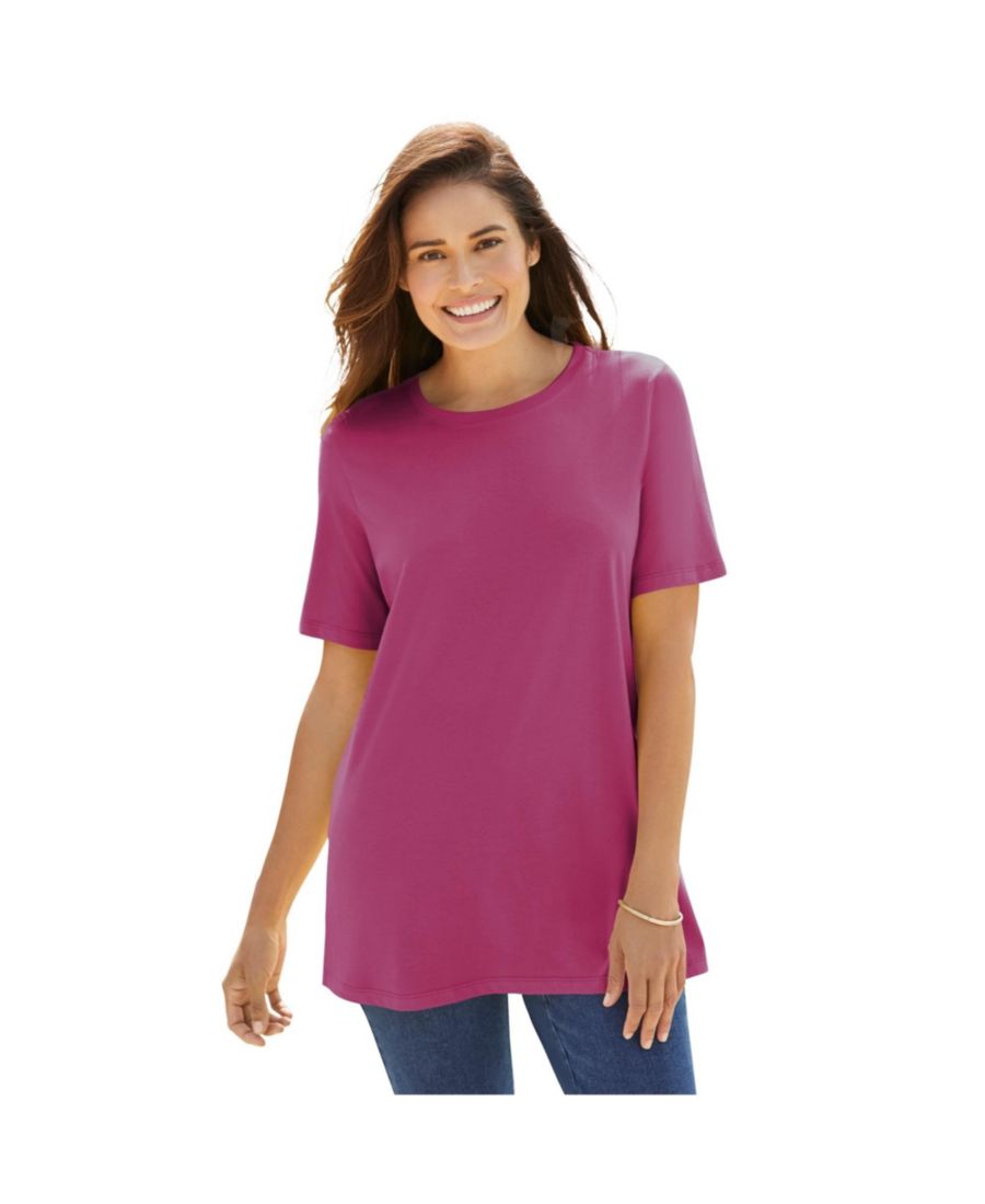 

Футболка с коротким рукавом и круглым вырезом идеального размера для полных женщин Woman Within, Raspberry, Красный, Футболка с коротким рукавом и круглым вырезом идеального размера для полных женщин Woman Within, Raspberry