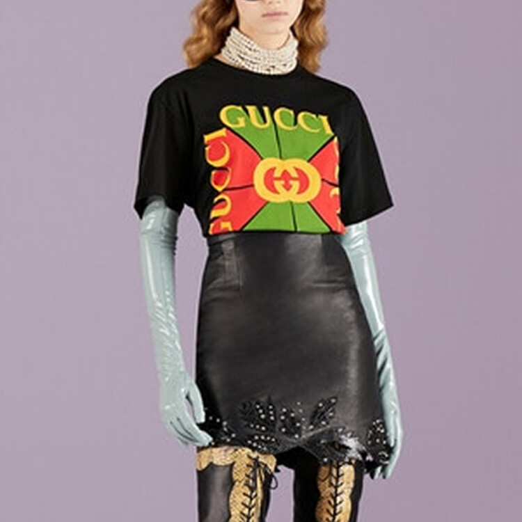 Футболка женская Gucci Vintage Logo-print, черный — фото 4