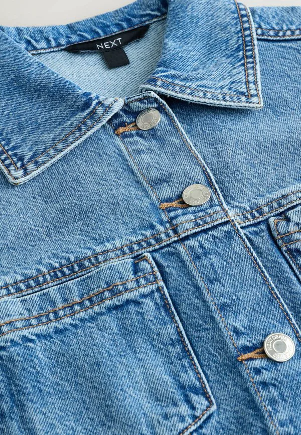 Блузка с короткими рукавами и пуговицами, облегающего кроя. Next, Mid Blue Denim — фото 2