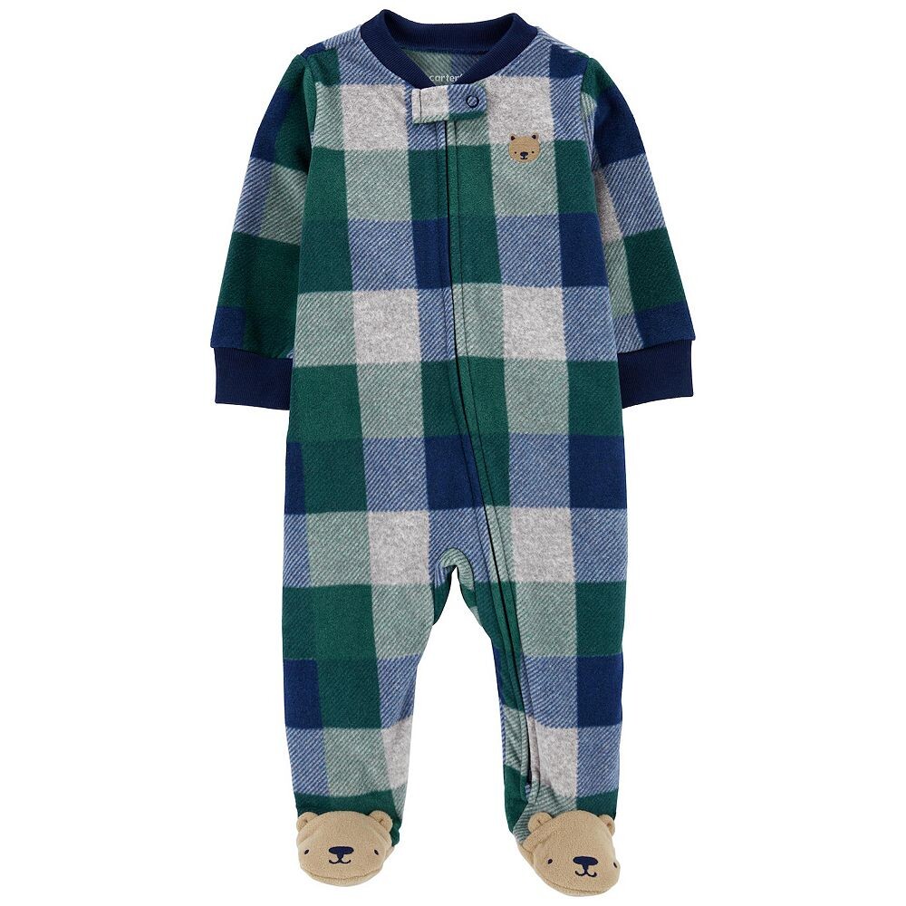 

Флисовая футболка с изображением медведя в клетку для мальчика Carter's Sleep & Play, цвет Plaid