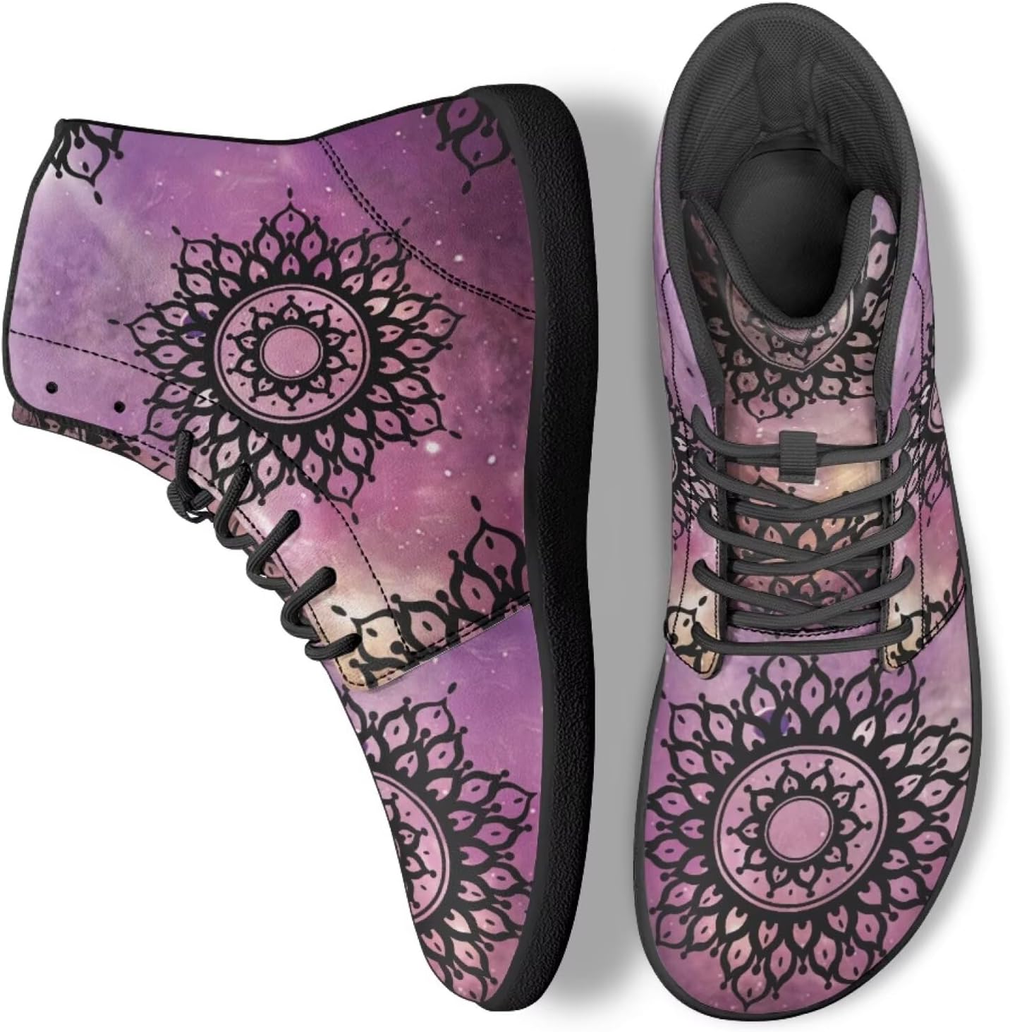 

Женские бохо кроссовки с мандалой и цветочным узором, дышащие, высокие, для ходьбы, офиса и путешествий Ecaestolph, фиолетовый