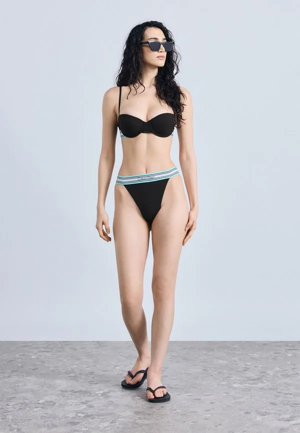 Верхняя часть купальника balconette с полосками Calvin Klein Swimwear, Black — фото 2