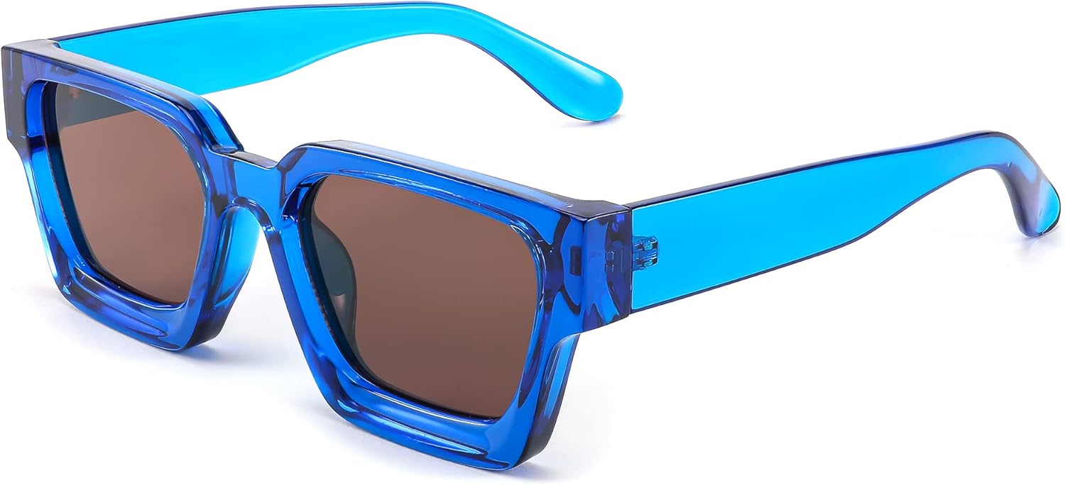 

Солнцезащитные очки FEISEDY в стиле ретро 90-х, квадратной формы, для женщин и мужчин, модные массивные прямоугольные солнцезащитные очки с защитой UV400, модель B2385, 002 Transparent Blue| Tea Lens