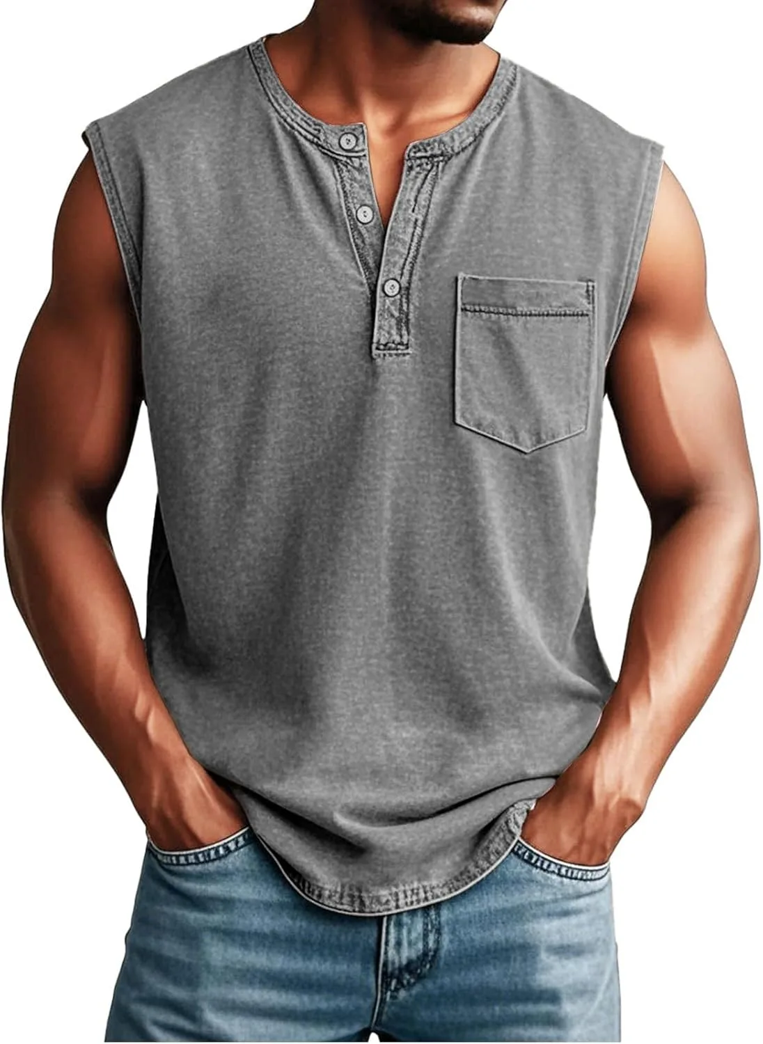 

Мужская футболка Henley с эффектом поношенности YSERB