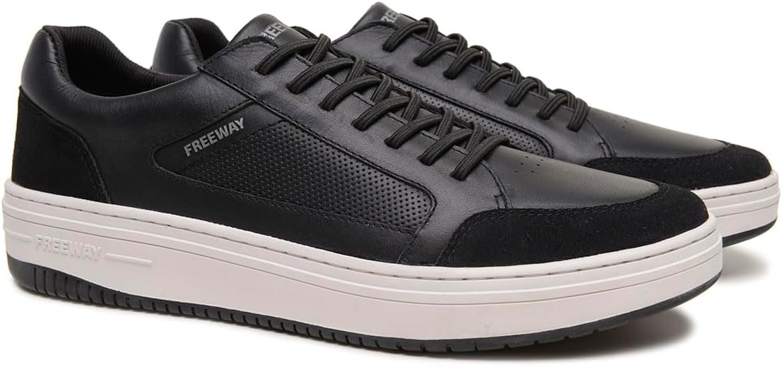

Мужские кожаные кроссовки Freeway Evo08, легкая посадка с эластичной вставкой, комфортная стелька из ПУ, резиновая подошва, черный