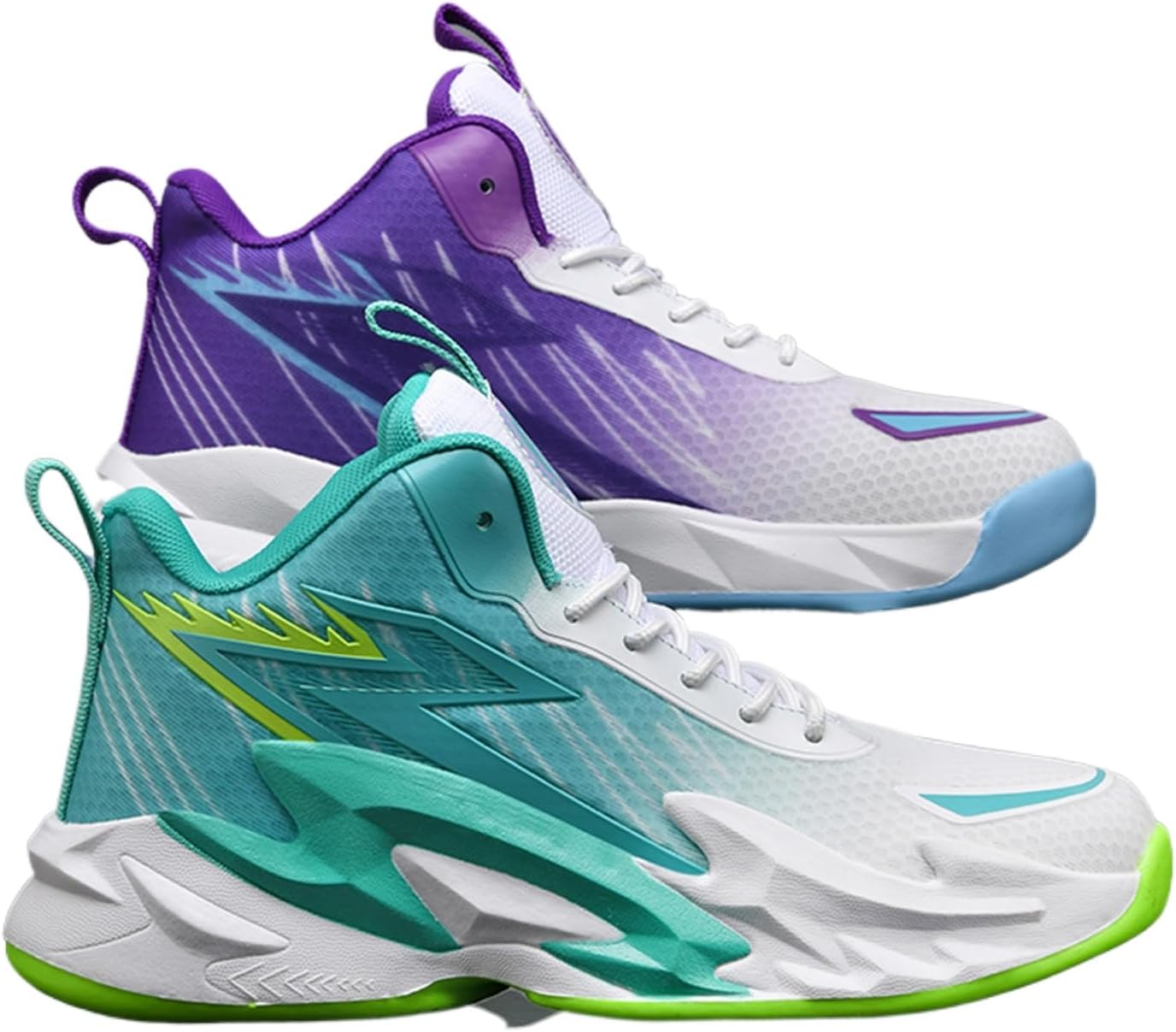 

Мужские высокие кроссовки с сеткой, круглый носок, шнуровка, высокие баскетбольные кроссовки с противоскользящей подошвой и амортизацией, осенне-зимняя спортивная обувь, подходящая для уличного баскетбола, спортзала и бега Qaoterod, Two-color