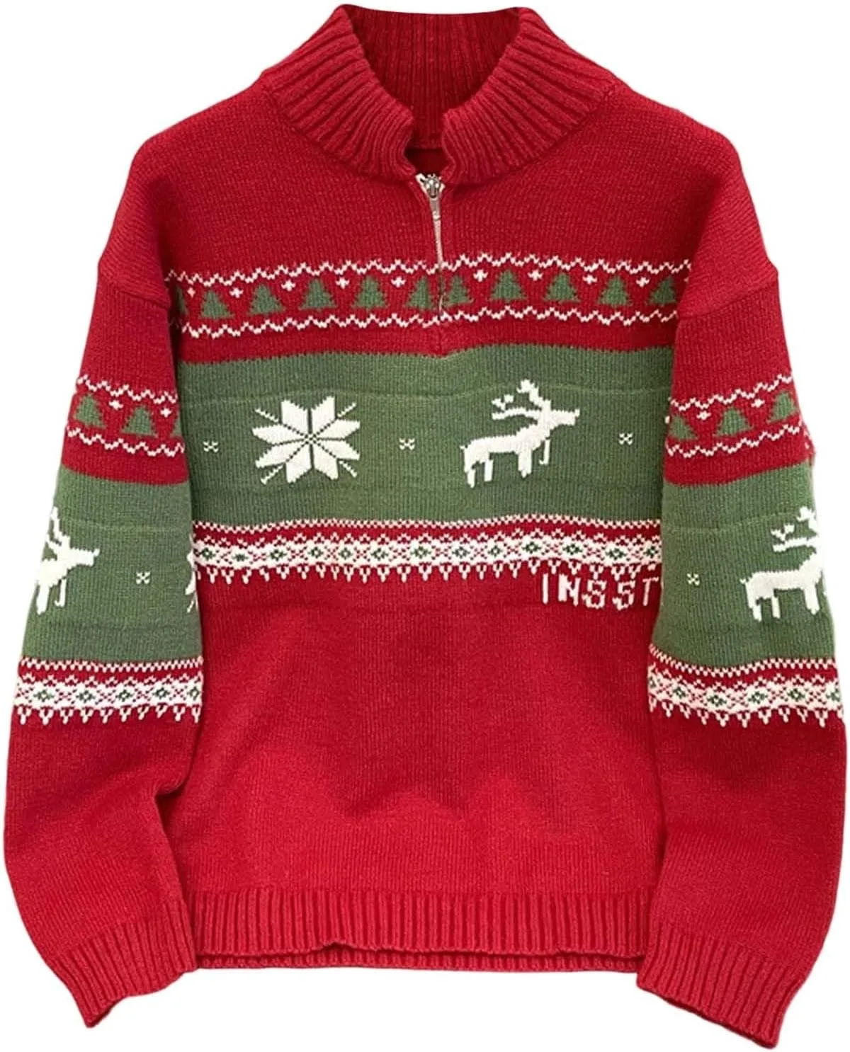 

Свитер мужской с воротником-стойкой и принтом в стиле Fair Isle