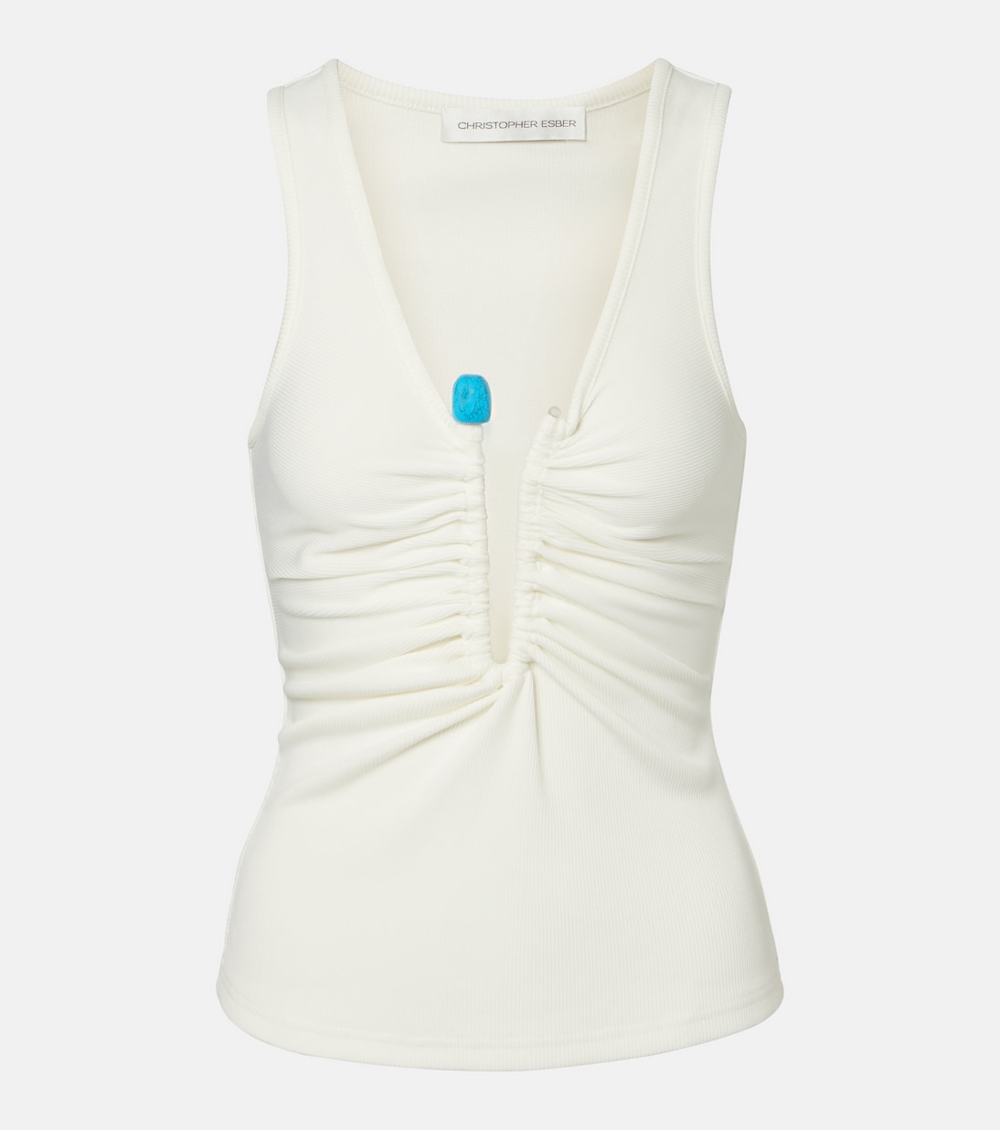 

Кристальный брошь с украшениями майка-борцовка Christopher Esber, белый