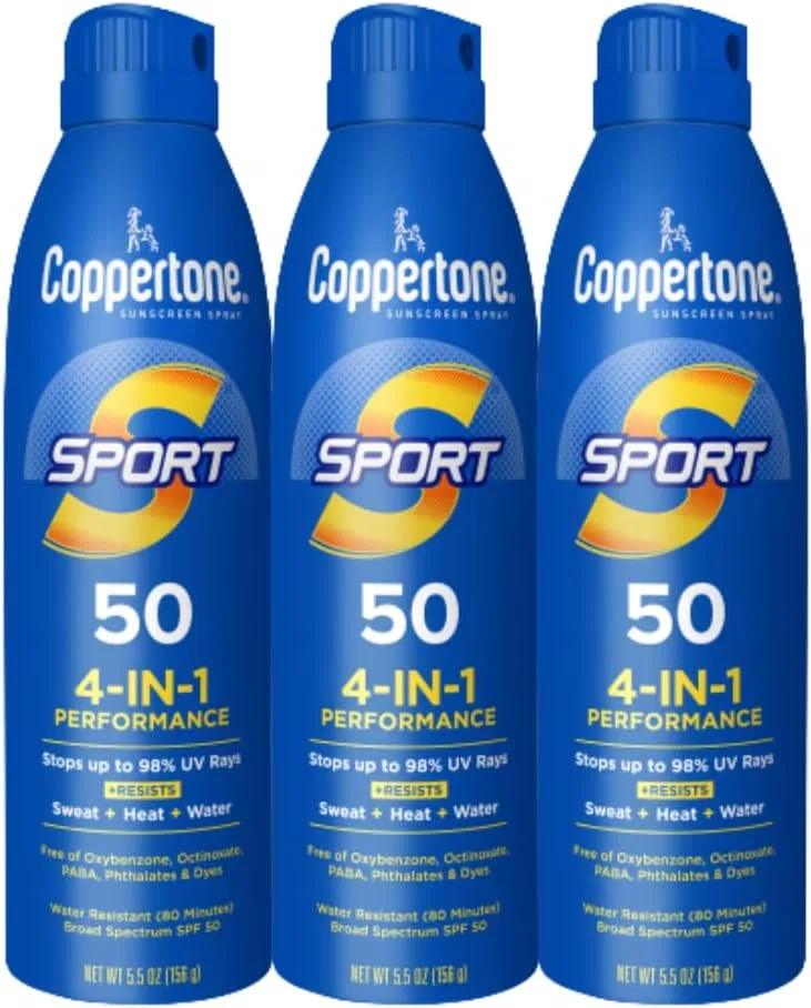 Спрей-солнцезащита Coppertone Sport SPF 50, 3 шт. по 5.5 унций