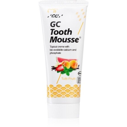 

Tooth Mousse 35 мл - Защитный реминерализующий крем для чувствительных зубов, без фтора, со вкусом Tutti Frutti Gc
