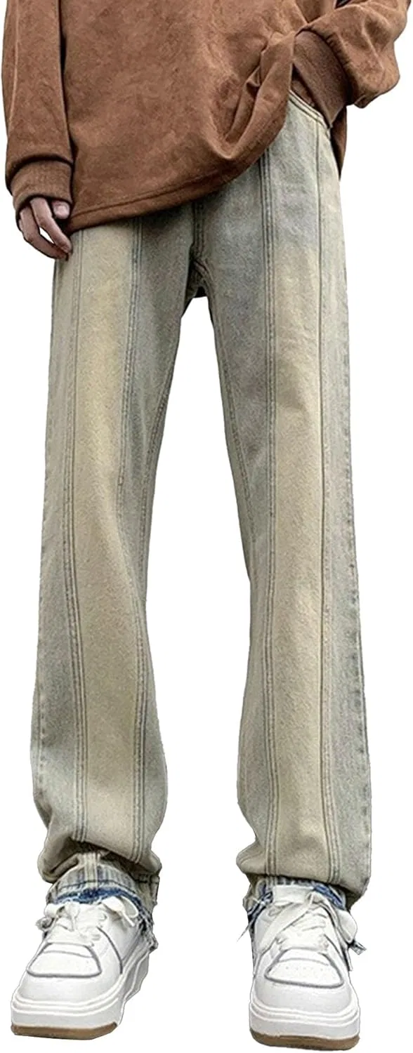 Джинсы прямые свободные Fashion Hip Hop, желтая грязь
