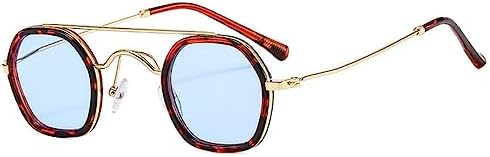 

Солнцезащитные очки в стиле ретро Polygon для женщин, прозрачные линзы с градиентом Ocean, защита от УФ-излучения UV400, солнцезащитные очки в стиле панк для мужчин MTZJH, Leopard Blue