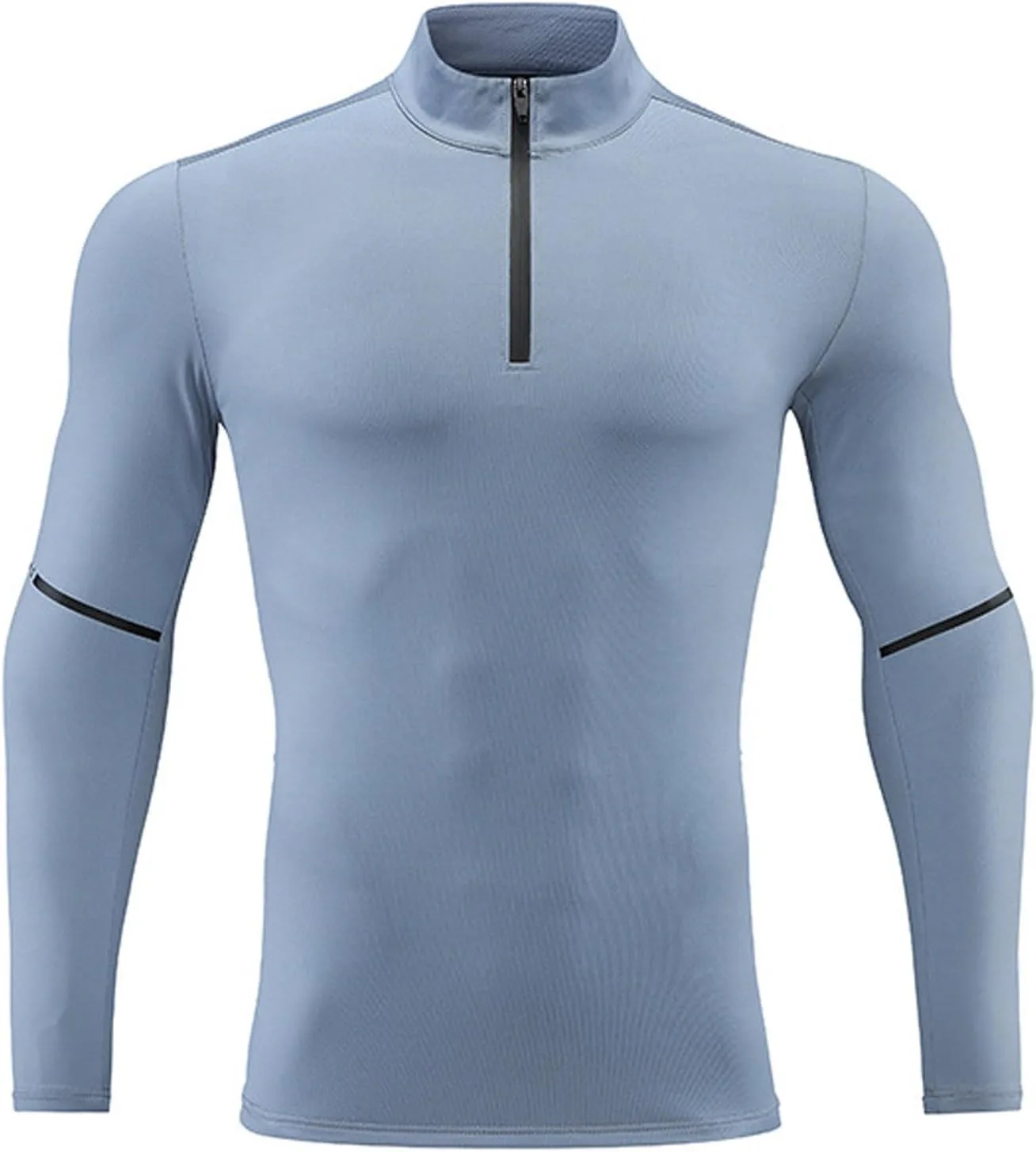 

Ctreela мужская футболка с длинным рукавом Slim Fit Performance, с молнией на четверть и воротником-стойкой