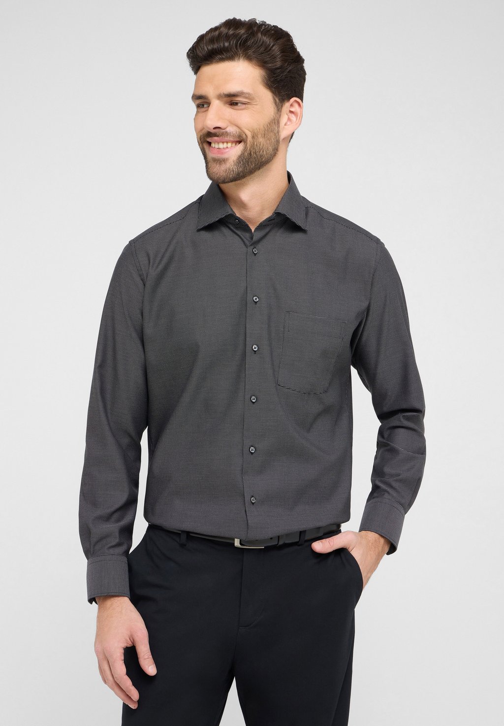 

Рубашка STRUKTURIERTES NATTÉ MODERN FIT Eterna, черный