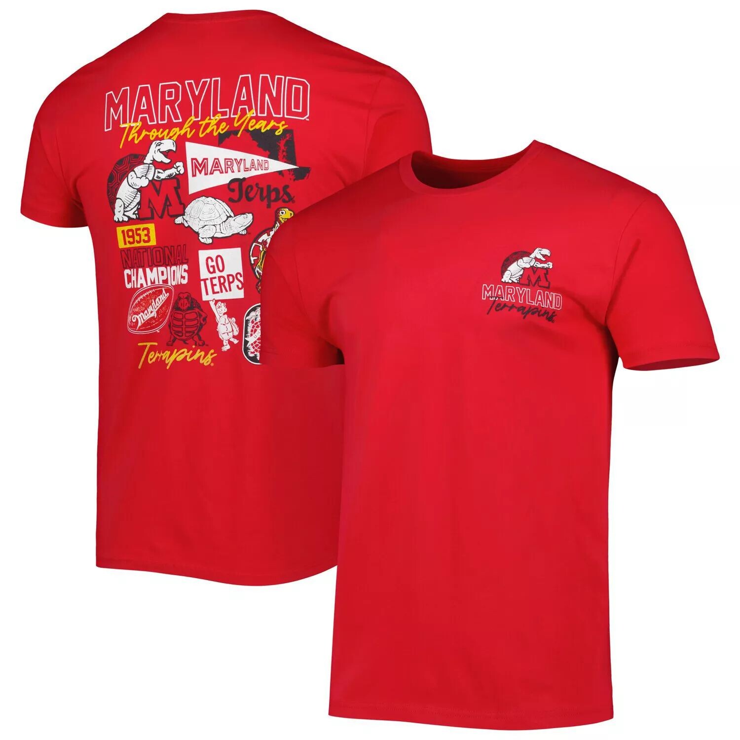 

Мужская красная футболка Maryland Terrapins Vintage Through the Years 2-Hit, Красный, Мужская красная футболка Maryland Terrapins Vintage Through the Years 2-Hit