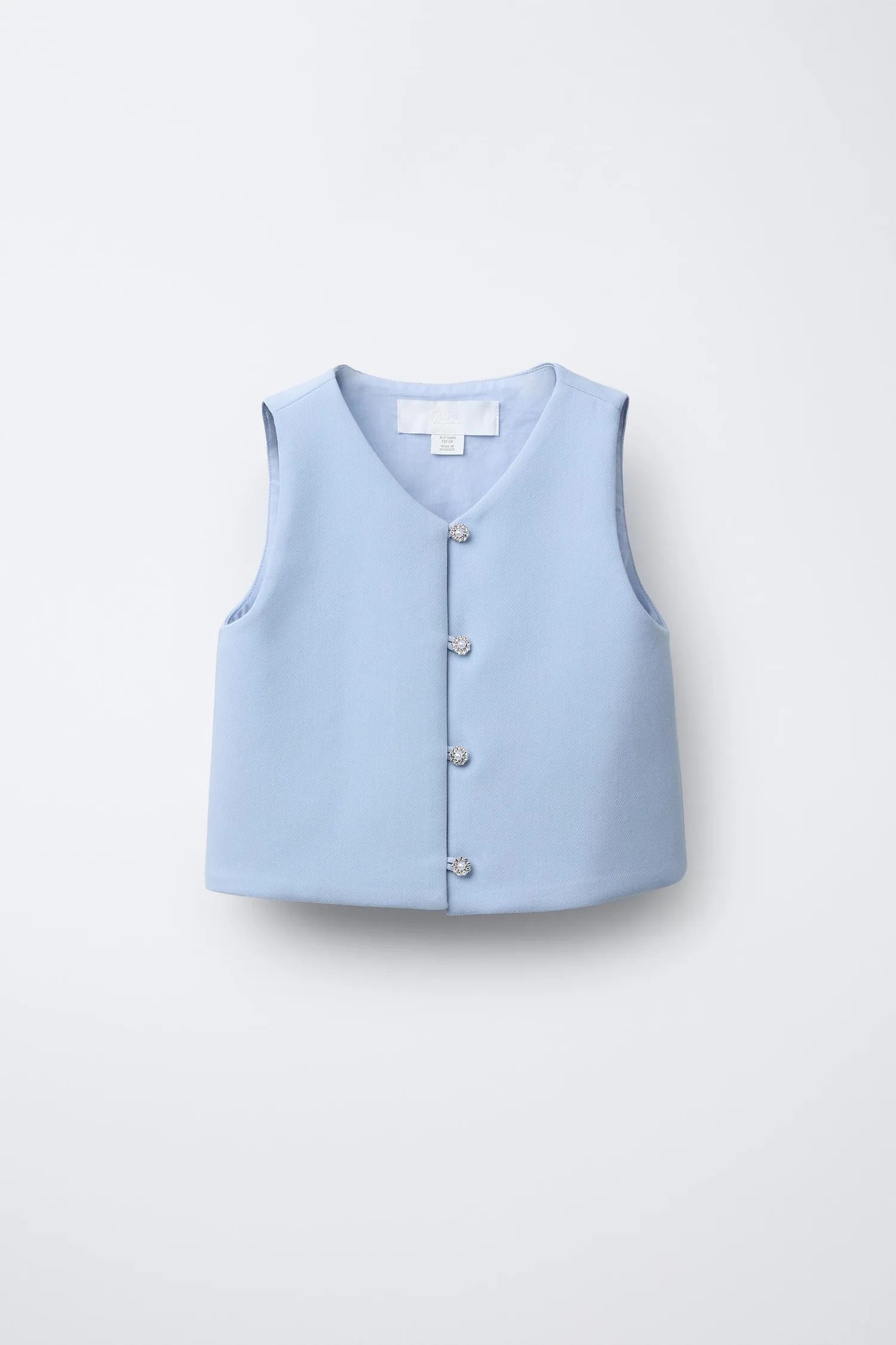 Топ с пуговицами, украшенными стразами Zara, синий/лавандовый