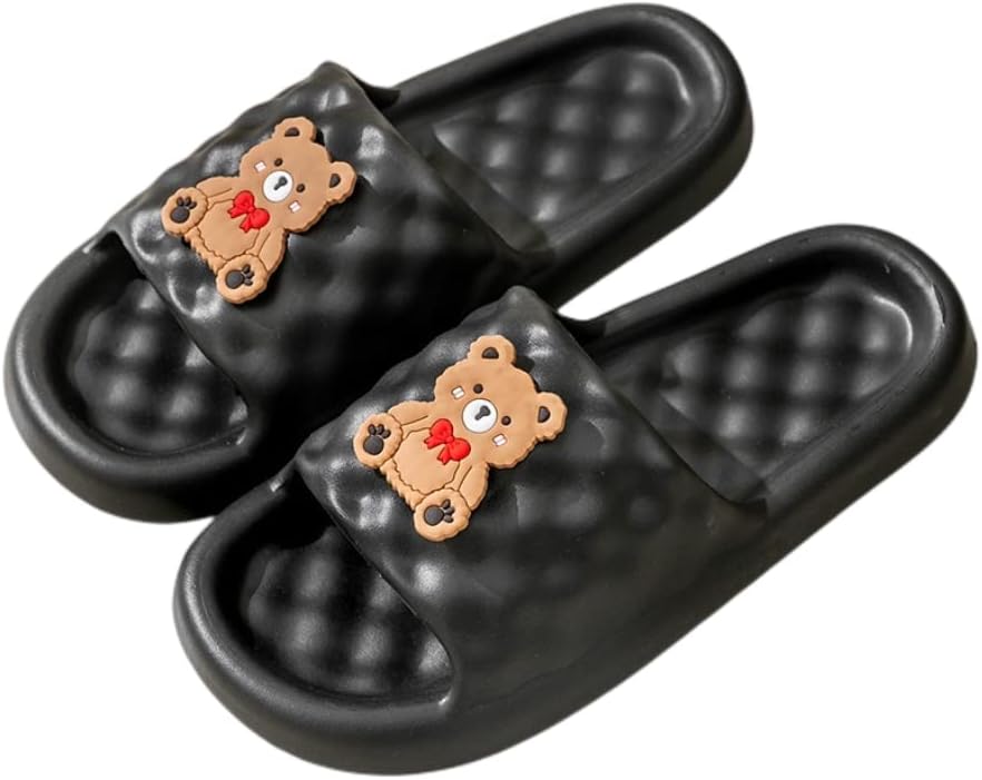 

ELLEES Унисекс взрослые милые тапочки-облака для женщин и мужчин, нескользящие сандалии для ванной и душа, с мягкой толстой подошвой, для дома и улицы, черный