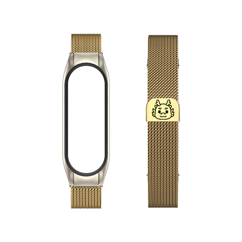 

CHENSONG Часы Strap Xiaomi Compatibility Metal, Small Dragon Head-Slim Beige Blue Laser Strap[Rose Gold]