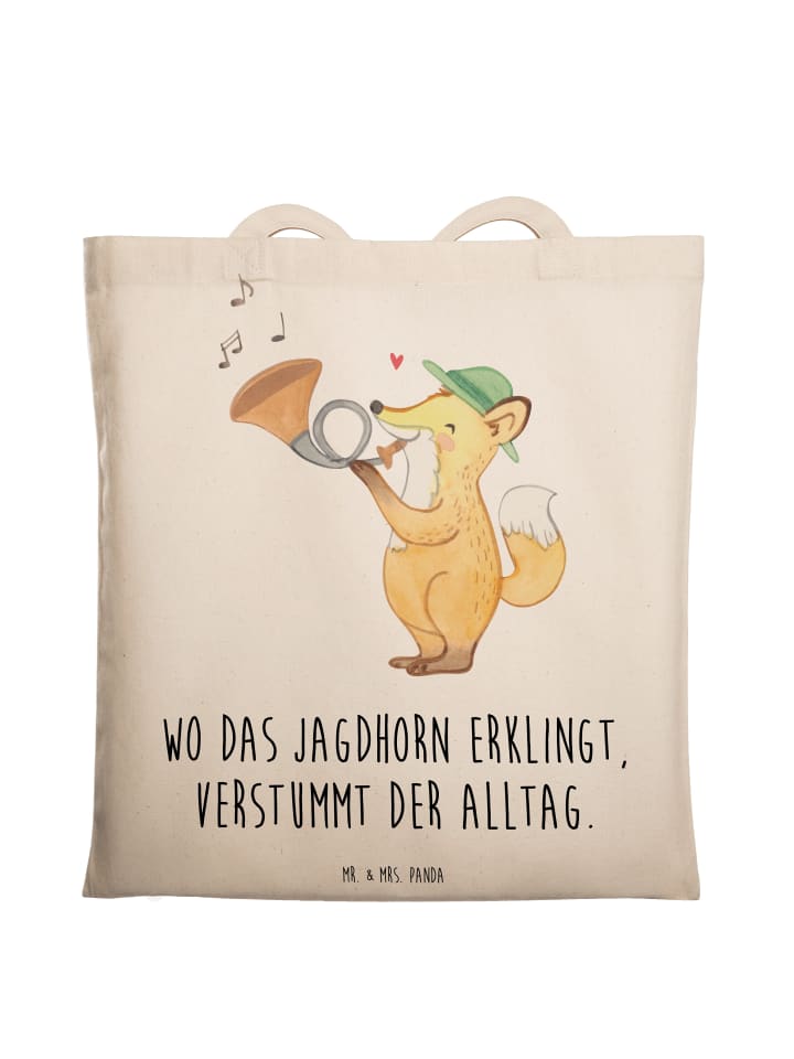 

Mr. & Mrs. Panda Холщовая сумка, охотничий рог, мелодия с надписью кремового цвета