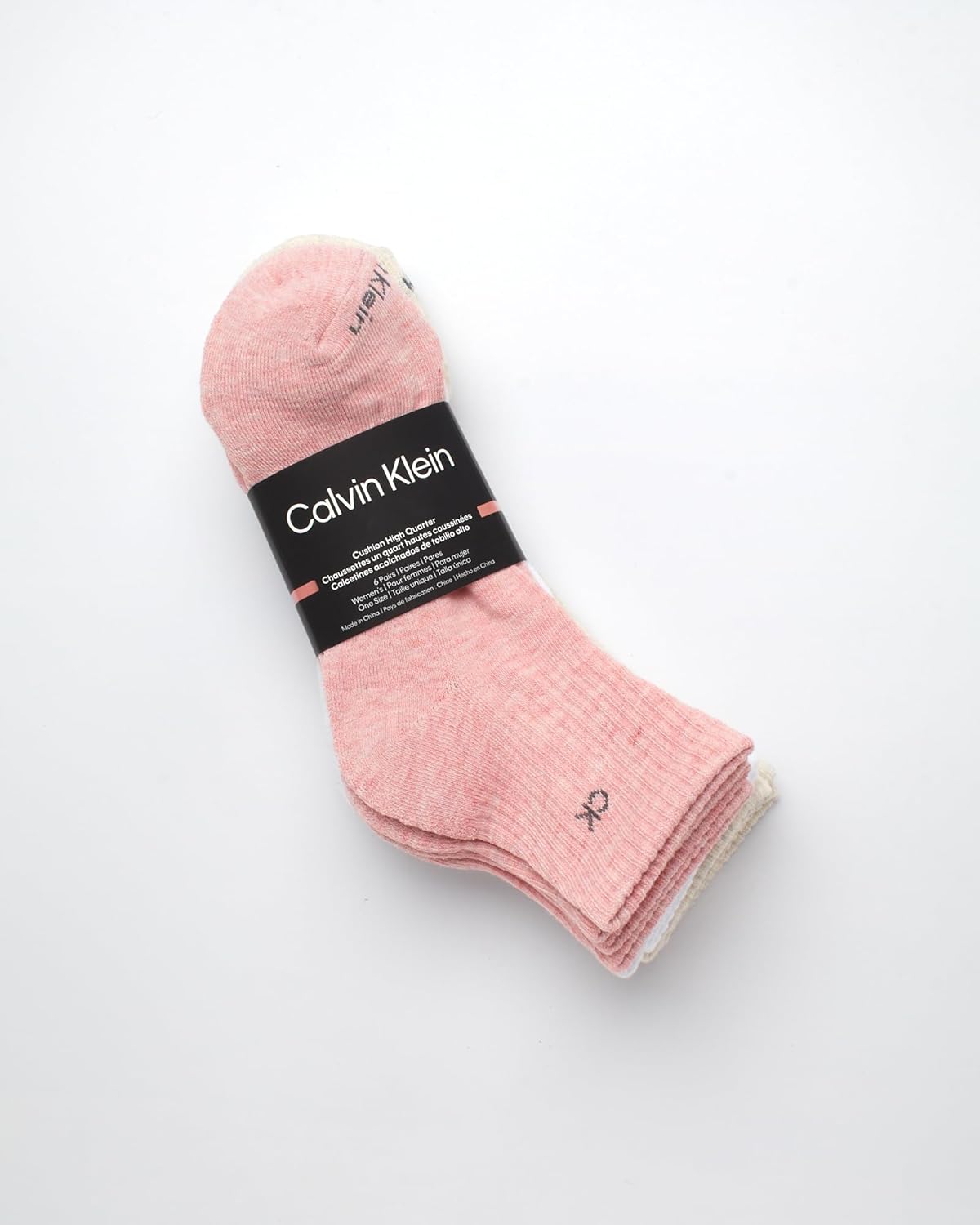 Женские носки Calvin Klein High Quarter - 6 пар махровых дышащих спортивных носков с мягкой подкладкой для женщин (размер обуви: 4-10), Pink Assorted — фото 2