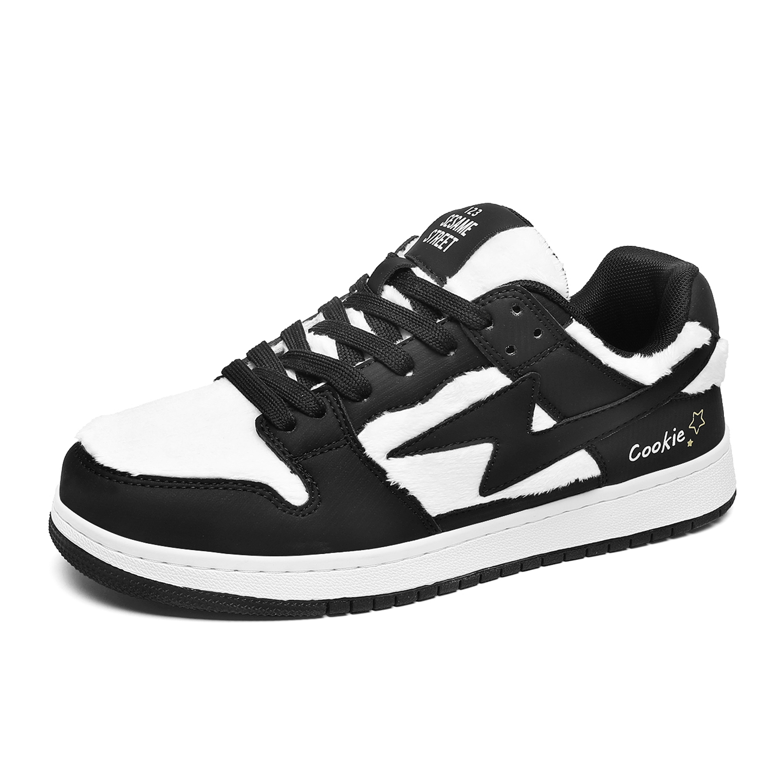 

SESAME STREET Тёплые нескользящие амортизирующие износостойкие лёгкие низкие скейтерские кроссовки унисекс классические чёрно-белые, цвет Classic Black White