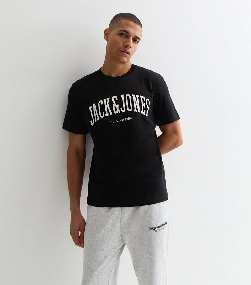 

Черная хлопковая футболка с логотипом Jack & Jones Jack & Jones, черный