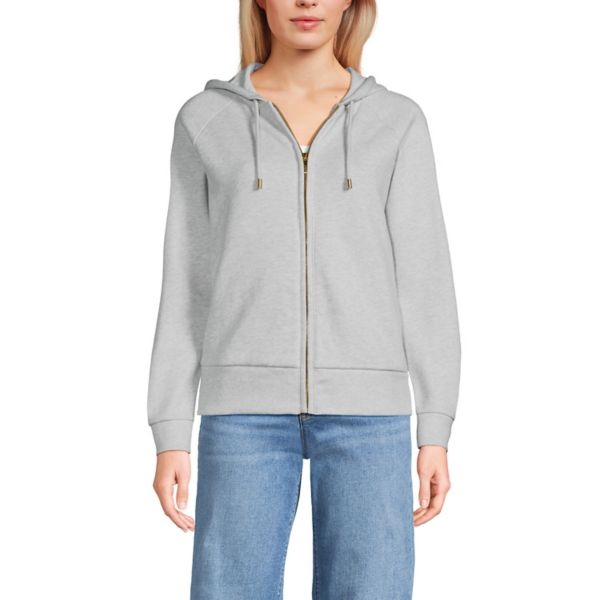 

Женская свободная толстовка с длинным рукавом на молнии Lands' End, цвет soft gray heather