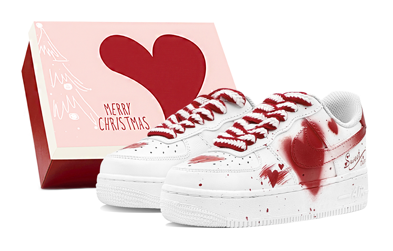 

Nike Кроссовки Air Force 1 с противоскользящим покрытием, износостойкие, низкие, мужские, белые, красные