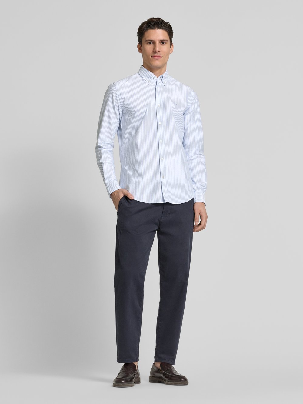 

Рубашка свободного покроя с воротником на пуговицах, модель «Roan» BOSS, светло-голубой