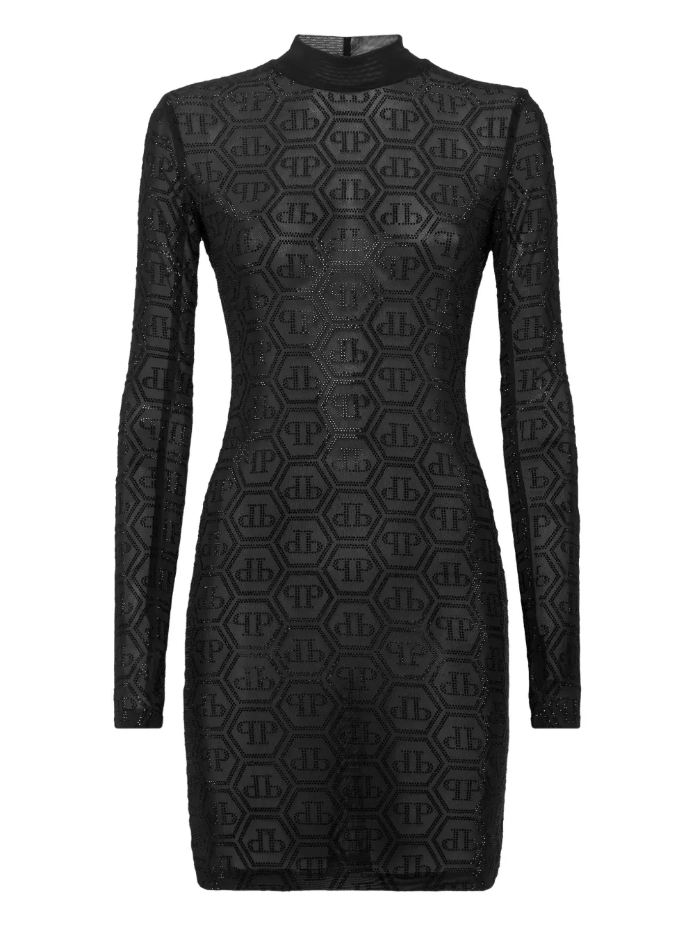 

Платье мини Tulle Monogram Strass Philipp Plein, черный