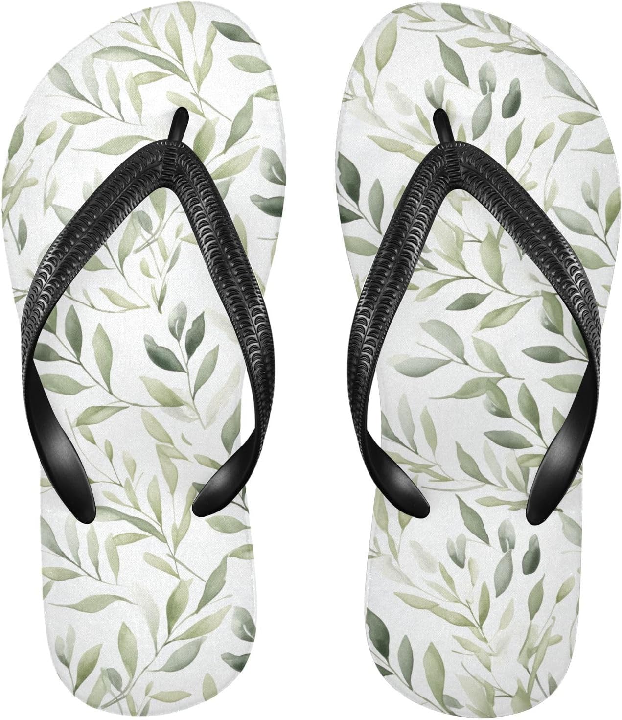 

SPRIPORT Женские и мужские легкие шлепанцы с акварельным зеленым рисунком листьев, удобные повседневные тапочки с амортизирующей подошвой, нескользящей резиновой подошвой, летние пляжные сандалии для прогулок