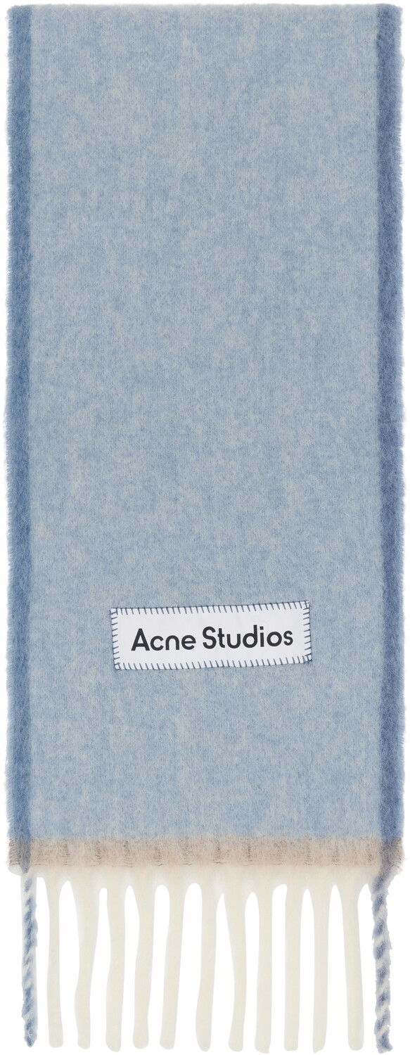 

Синий узкий шерстяной мохеровый шарф Acne Studios, Denim blue