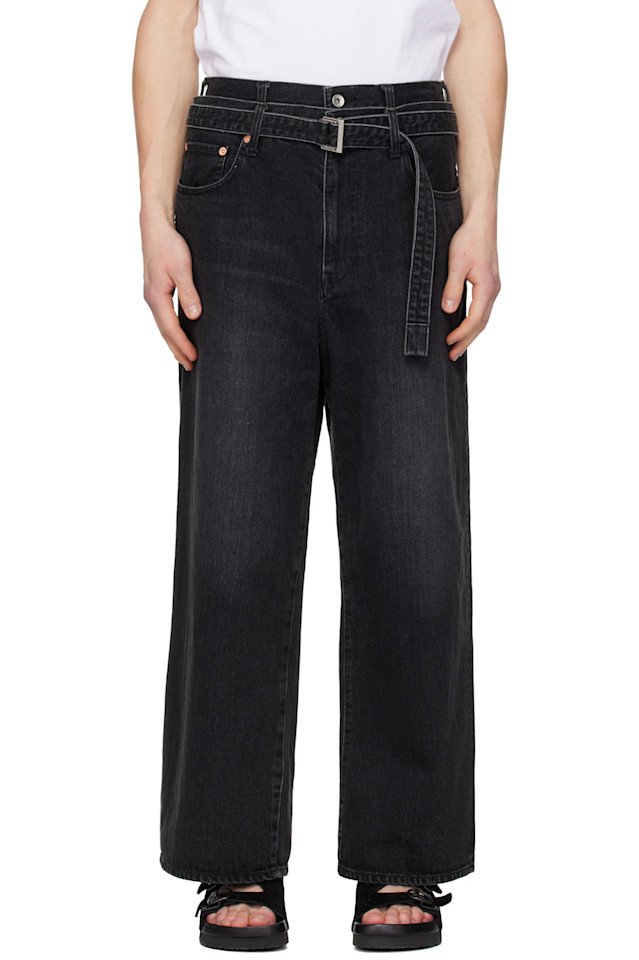 

Джинсы с поясом Sacai, черный