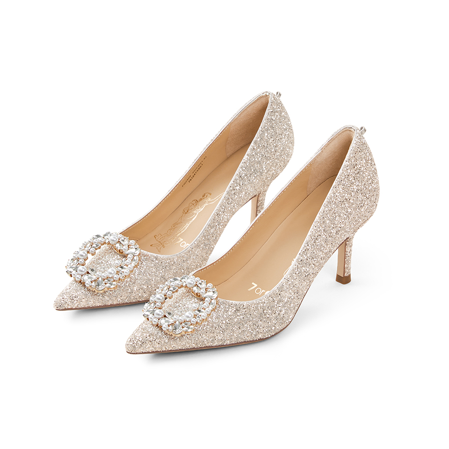 Женские туфли Litchi Bubble Water Glacier Soda Slim Heel High Heel 7or9, Litchi Bubble Water-Light Pink-7Cm Round Bead Peridots Decoration Buckle
