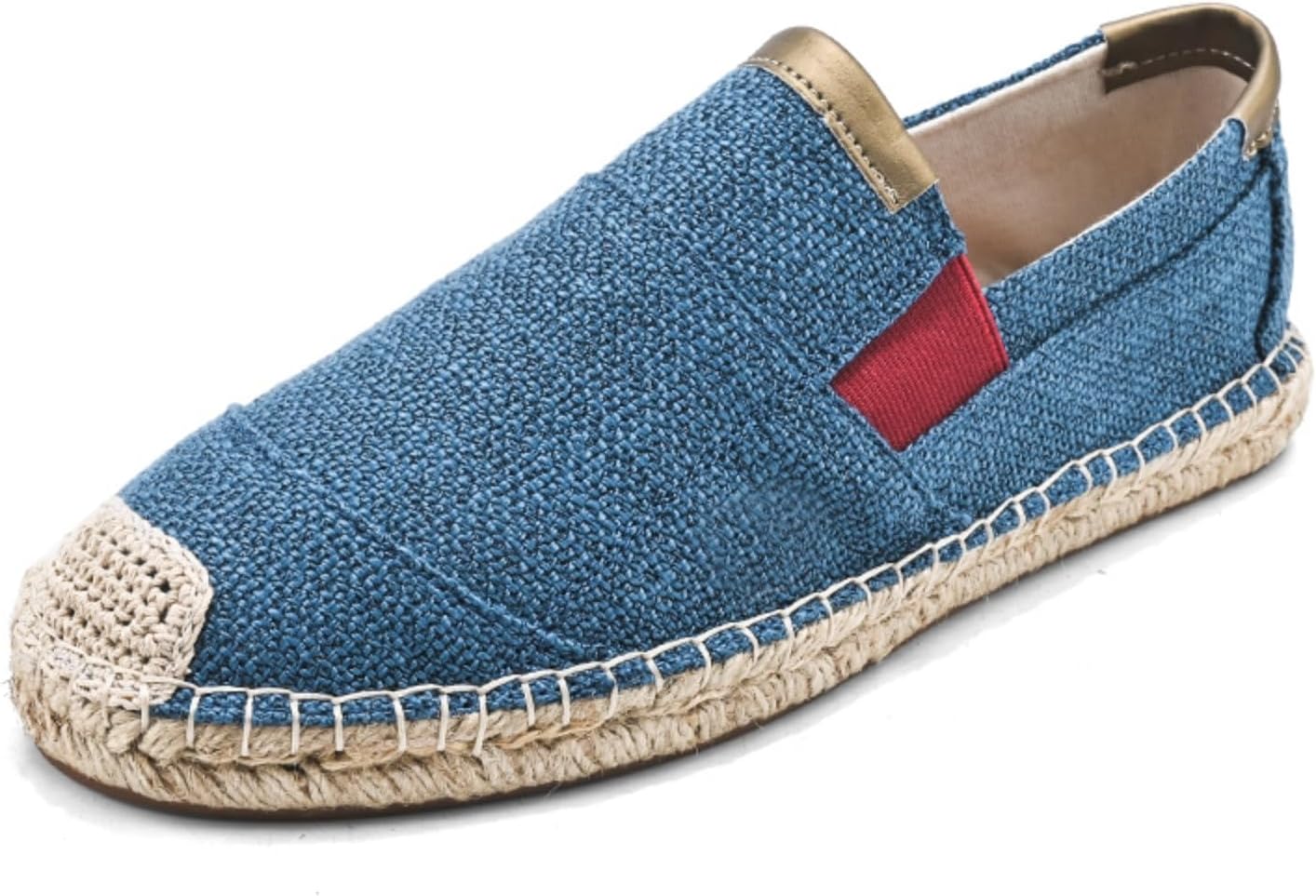 

Мужские дышащие слипоны из холщовой ткани, Ручная работа с подошвой из веревки эспадрильи, Легкие повседневные обувь для рыбалки, ходьбы и вождения с кожаными вставками Kelibasi, синий