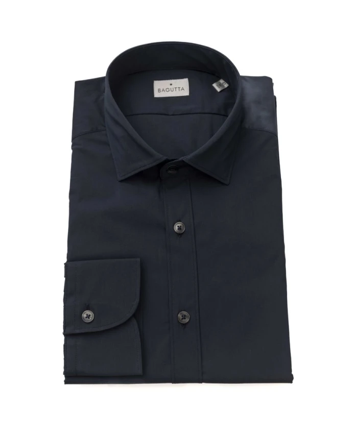 

Синяя хлопковая рубашка приталенного кроя Bagutta, синий