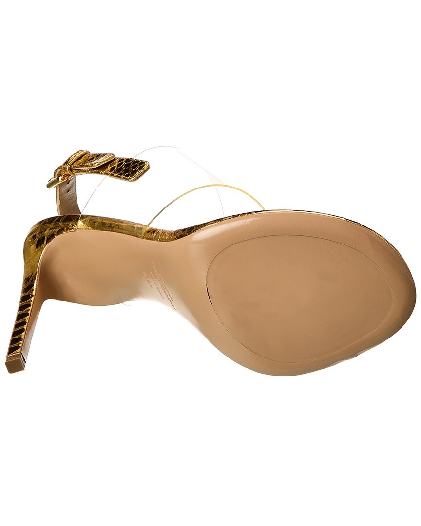 Michael Kors Collection Catherine Python-Embossed Leather & Vinyl Sandal, золотой — фото 4