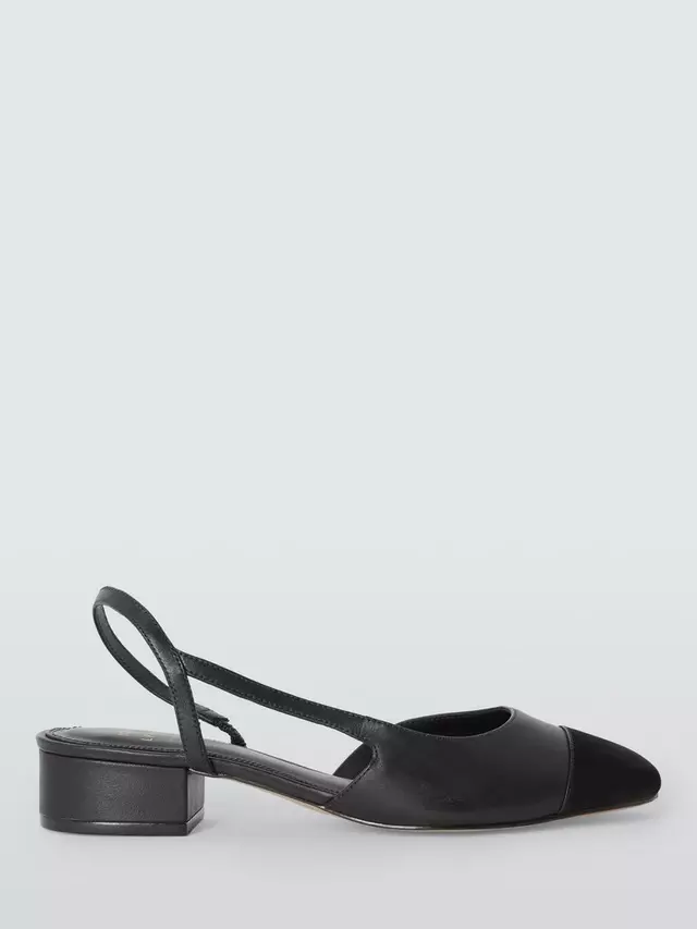 

Туфли-лодочки John Lewis Dorit Leather Toe Cap Slingback Low Heel Open, черный
