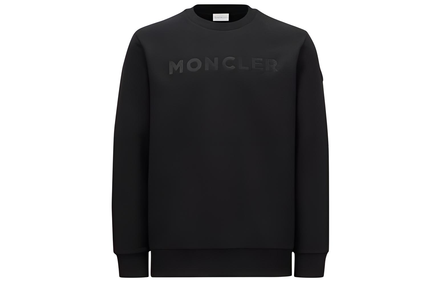 

Толстовка с круглым вырезом и детальным логотипом Moncler, черный