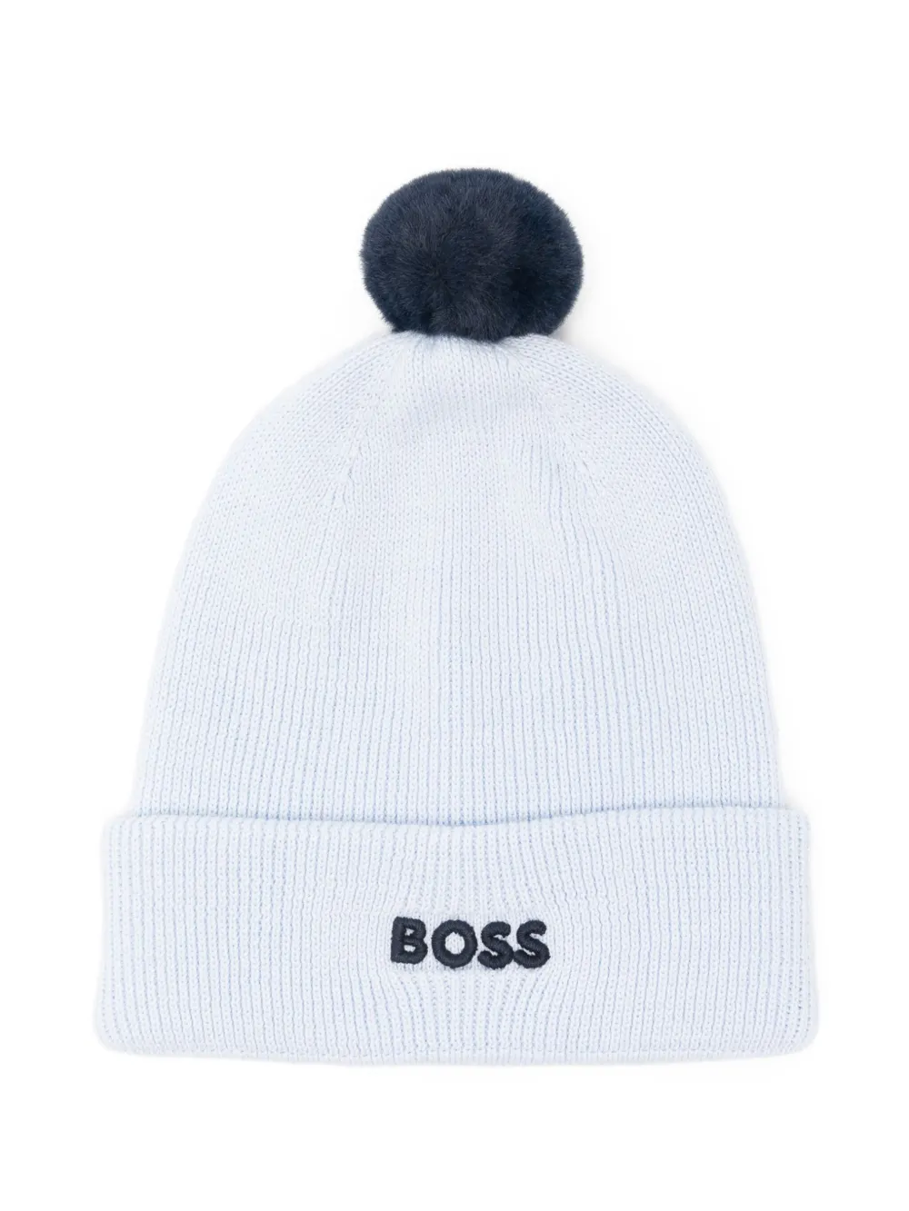 

Рифленая шапка с помпоном BOSS, синий