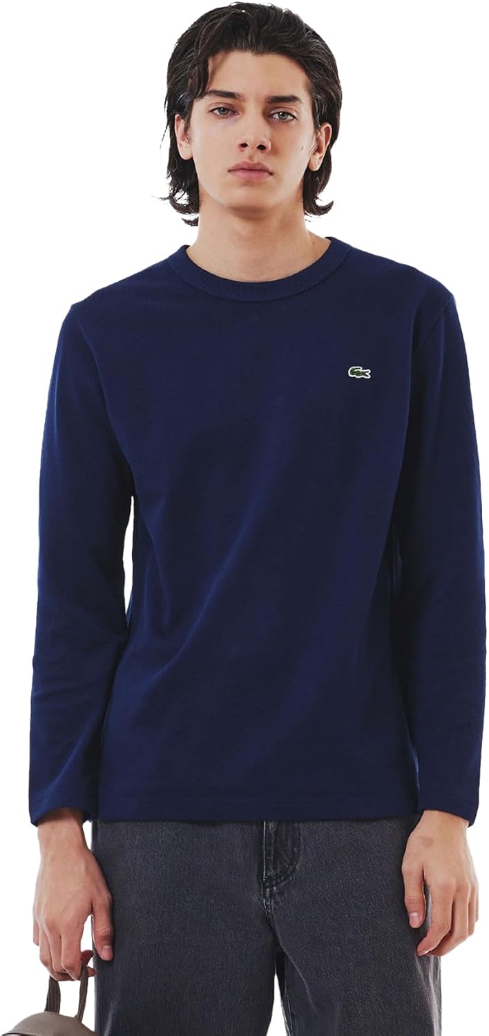 

Мужская классическая футболка с длинным рукавом и объемным пике от LACOSTE (Официальная версия), темно-синий