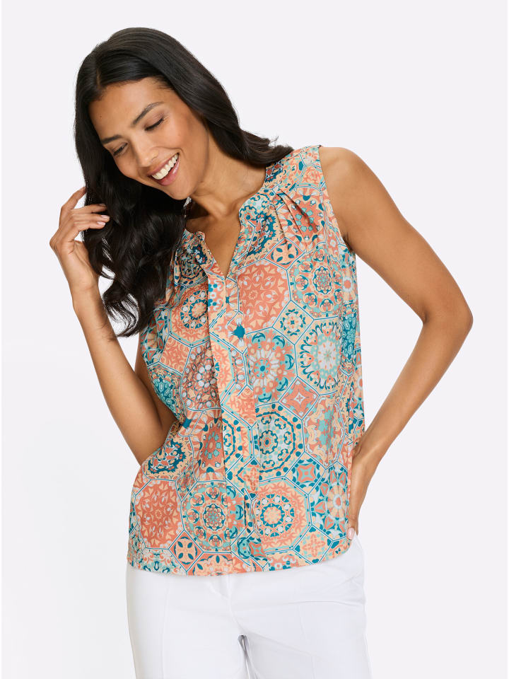 

Блузка с принтом абрикоса и шалфея Sieh an!