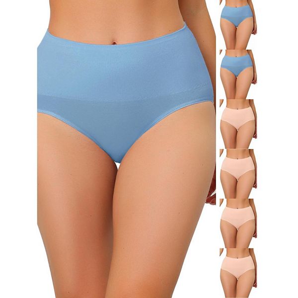 

7 пар женского белья для коррекции фигуры с высокой талией, дышащие трусики Inspire Chic, Pink Blue