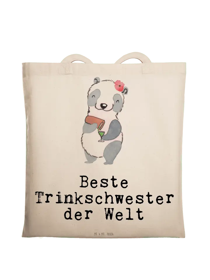 

Сумка для переноски Mr & Mrs Panda Panda Beste Trinkschwester der Welt, кремовый