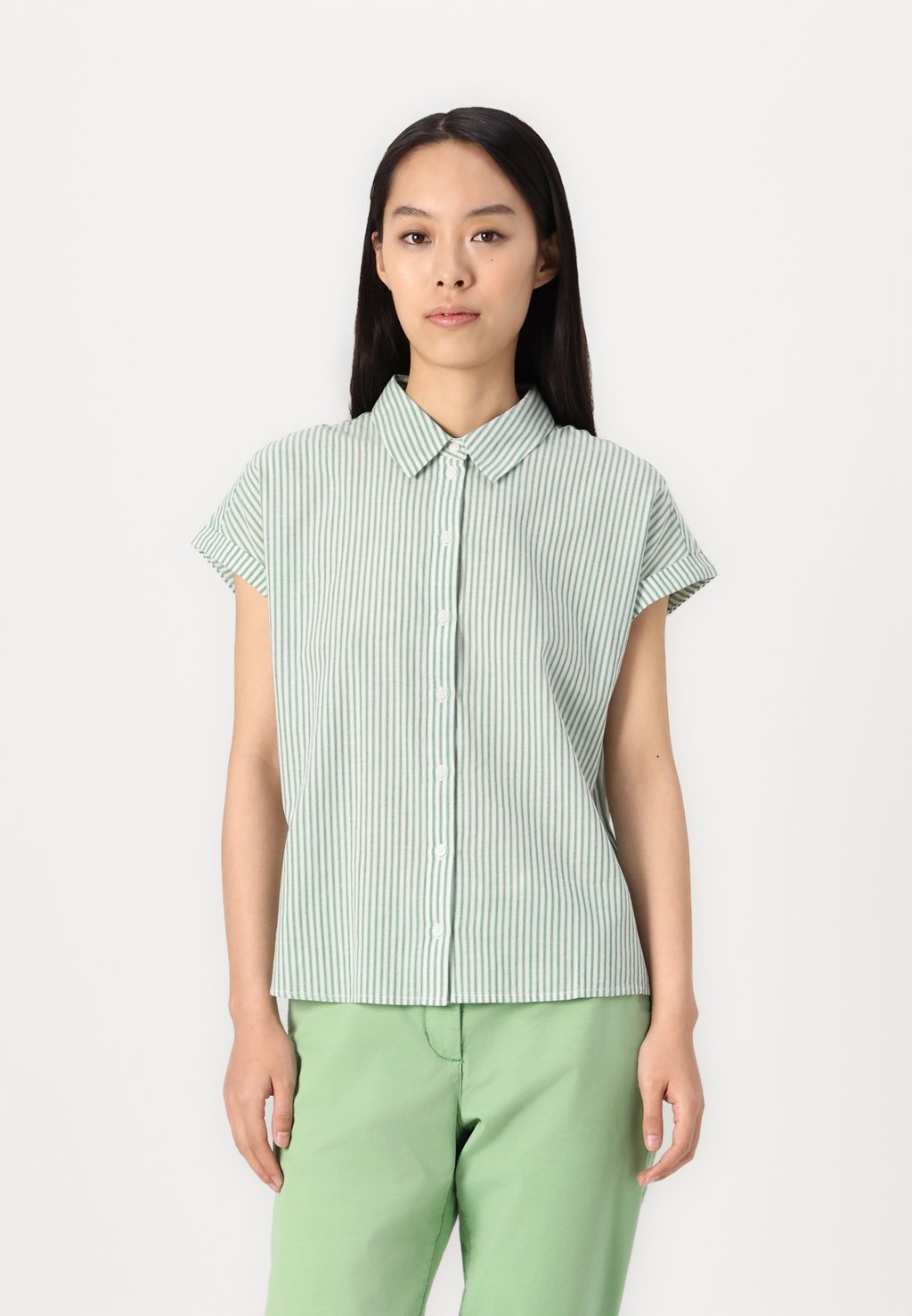 

Блузка на пуговицах STRIPED SHORTSLEEVE SHIRT TOM TAILOR DENIM, мультиколор