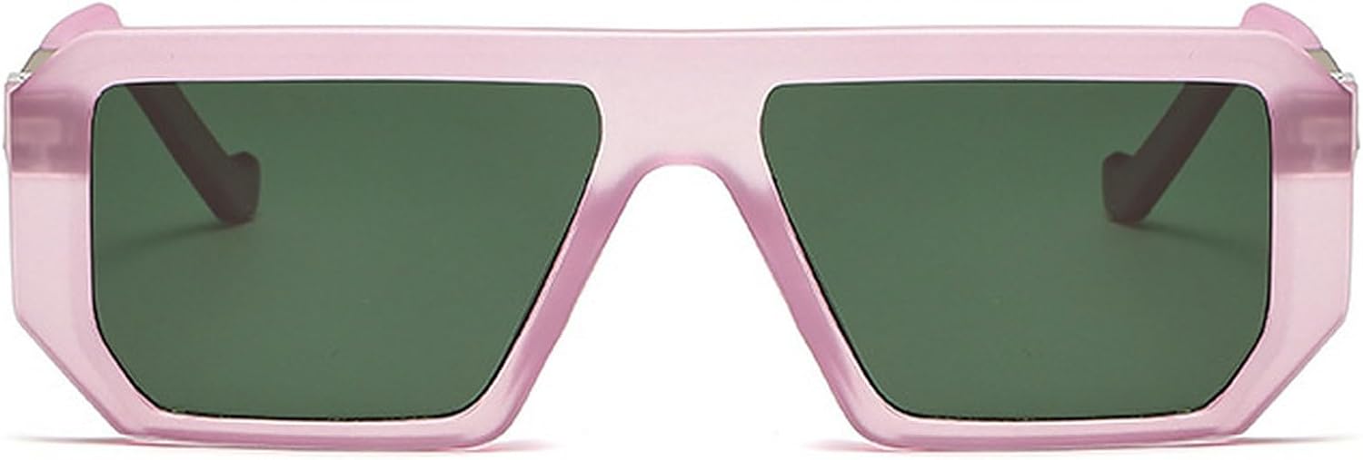 

Мужские модные квадратные солнцезащитные очки, женские винтажные солнцезащитные очки, классическая геометрия, прямоугольные очки, ретро-очки в большой оправе mincl, Pink Green