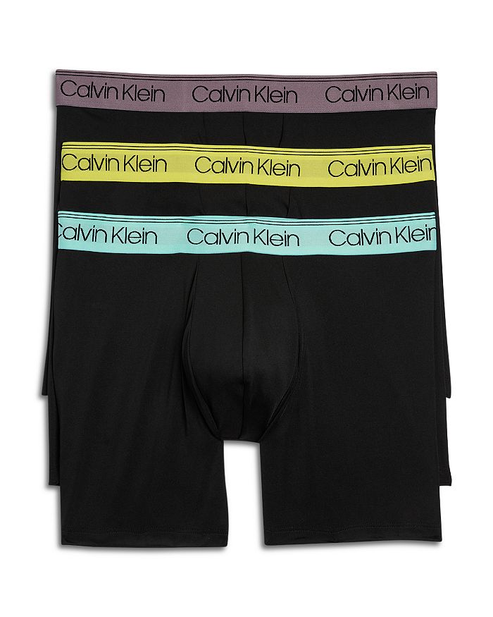 

Микрофибровые эластичные боксеры с эффектом отведения влаги, 3 шт. Calvin Klein, черный