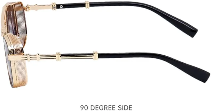 

Большие солнцезащитные очки для мужчин, прямоугольные, в стиле панк, с металлической оправой, солнцезащитные очки для женщин, защита от УФ-излучения UV400 VFDHN, 2